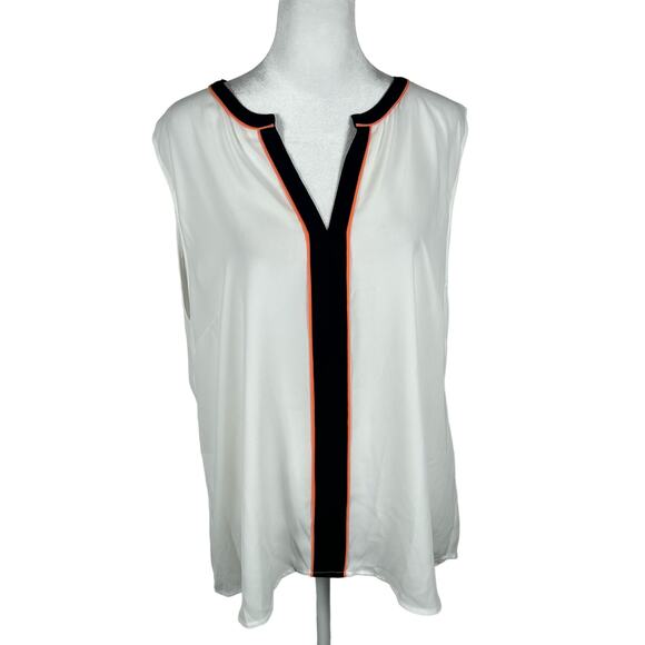 Nautica Sleeveless White Orange Navy Tank Top Size XXL 2XL V-Neck Business - Picture 1 of 5
